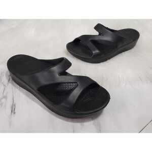 TELIC Z-Strap Comfort Recover Sandal Lightweight Waterproof in Midnight Black